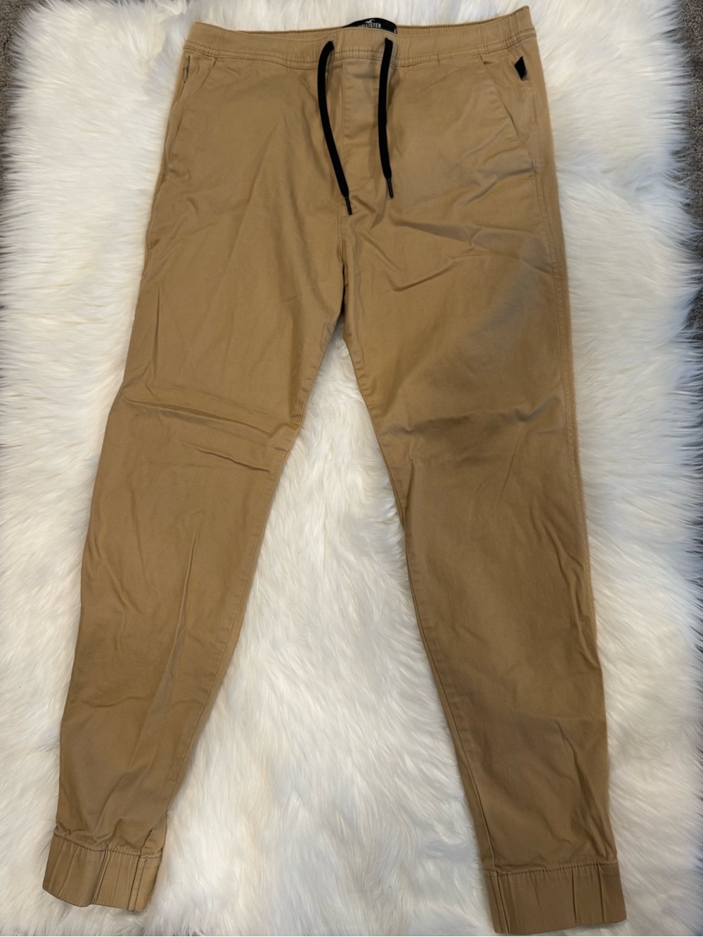 Hollister Men's Advanced Stretch Skinny Chino Jogger Pants Tan Khaki Size M EUC